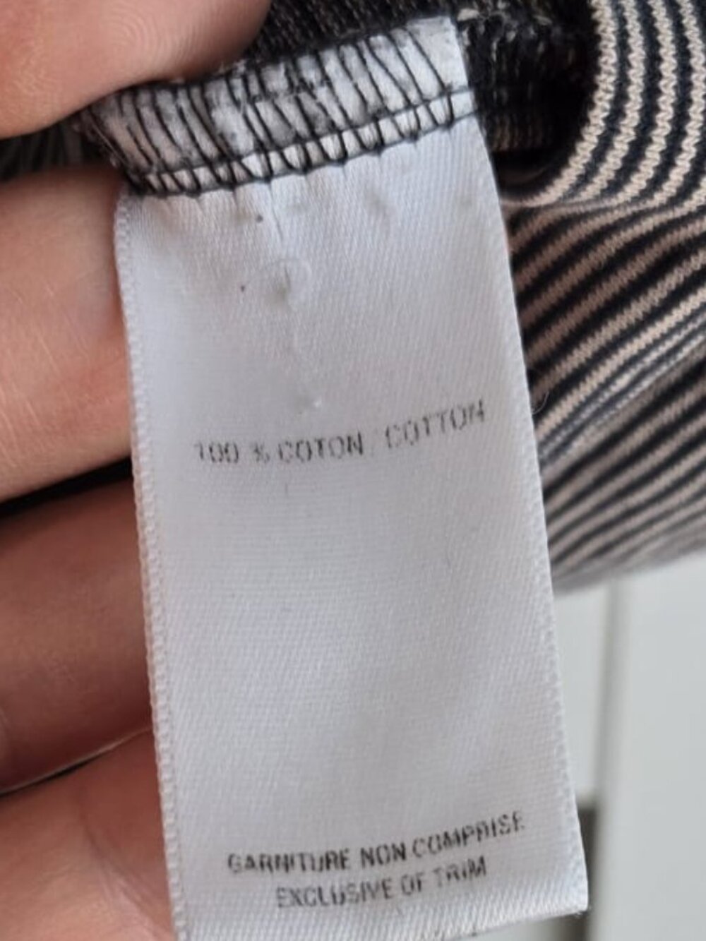 Jersey by Jacob Striped Long Sleeve Cotton Top XS Taupe Ivory Breton Stretch Tee - Picture 6 of 7